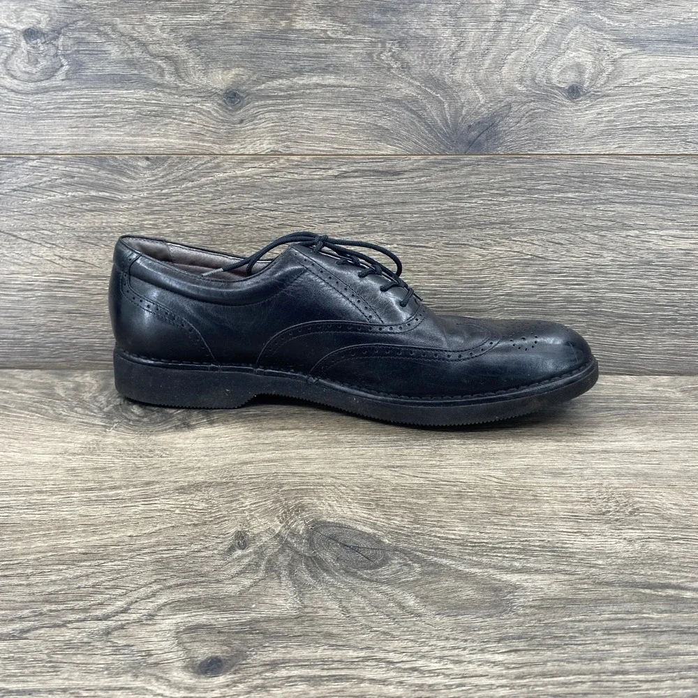 Rockport Wingtip Oxford Mens 10.5M Black Leather Brogue Vibram Sole 3678